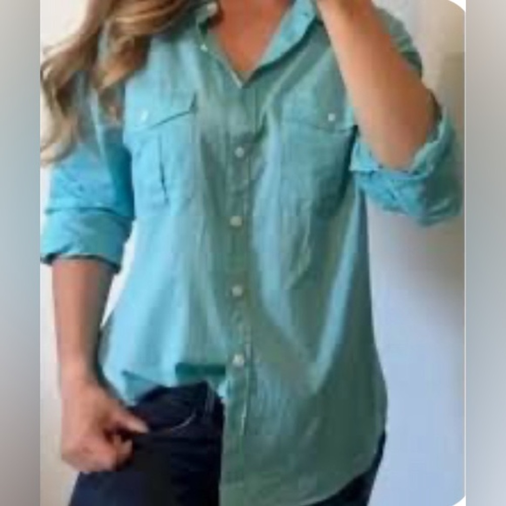 J. Crew “ the perfect shirt “  Light Turquoise Long Sleeve Shirt-beautiful color
